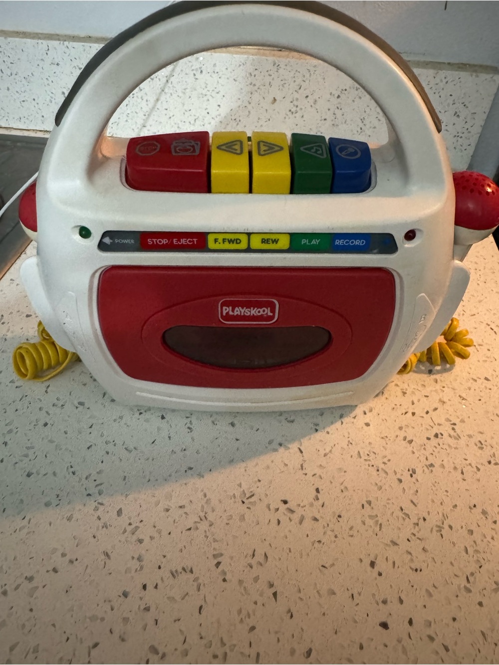 White and Red Kids Tape Player with Colorful Buttons